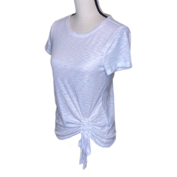 INC International Concepts Women's White T-Shirt w/Gathered Bow on Side Size XS - Picture 2 of 7